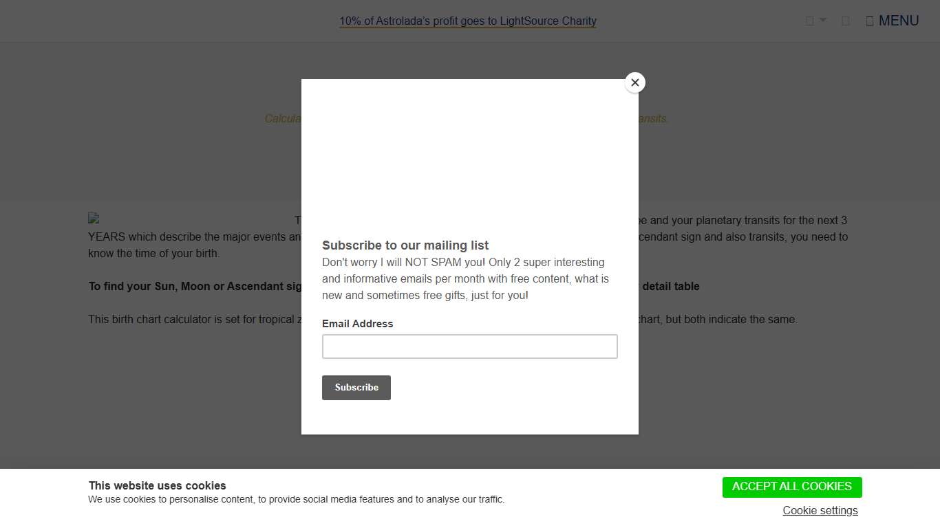 Astrolada Birth chart calculator